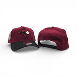 Burgundy Toronto Blue Jays Black Curved Brim Gray Bottom 40th Season Side Patch New Era 9Forty Snapback