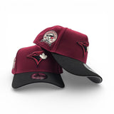 Burgundy Toronto Blue Jays Black Curved Brim Gray Bottom 40th Season Side Patch New Era 9Forty Snapback