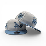 White Los Angeles Dodgers Rose Sky Blue Visor Gray Bottom 50th Anniversary Side Patch New Era 9Fifty Snapback