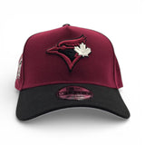 Burgundy Toronto Blue Jays Black Curved Brim Gray Bottom 40th Season Side Patch New Era 9Forty Snapback
