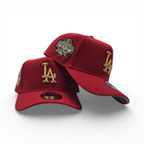 Red Gold Logo Los Angeles Dodgers Palm Tree Gold Logo Curved Brim Gray Bottom 40th Anniversary New Era 9Fifty A-Frame Snapback