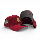 Red Gold Logo Los Angeles Dodgers Palm Tree Gold Logo Curved Brim Gray Bottom 40th Anniversary New Era 9Fifty A-Frame Snapback