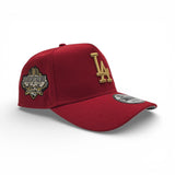 Red Gold Logo Los Angeles Dodgers Palm Tree Gold Logo Curved Brim Gray Bottom 40th Anniversary New Era 9Fifty A-Frame Snapback