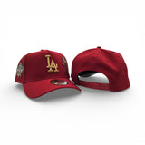 Red Gold Logo Los Angeles Dodgers Palm Tree Gold Logo Curved Brim Gray Bottom 40th Anniversary New Era 9Fifty A-Frame Snapback