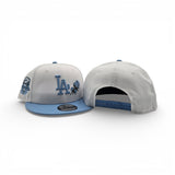White Los Angeles Dodgers Rose Sky Blue Visor Gray Bottom 50th Anniversary Side Patch New Era 9Fifty Snapback