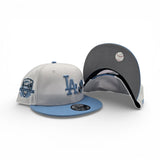 White Los Angeles Dodgers Rose Sky Blue Visor Gray Bottom 50th Anniversary Side Patch New Era 9Fifty Snapback
