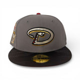 Storm Gray Arizona Diamondbacks Tonal Black Camo Visor Red Bottom 1998 Inaugural Season Side Patch New Era 59Fifty Fitted