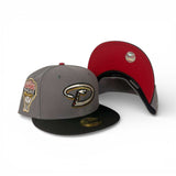 Storm Gray Arizona Diamondbacks Tonal Black Camo Visor Red Bottom 1998 Inaugural Season Side Patch New Era 59Fifty Fitted