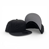 Black On Black Script Queens Gray Bottom Statue of Liberty New York NY Patch New Era 9FIFTY Snapback Hat