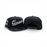 Navy Blue Script Queens Gray Bottom Statue of Liberty New York NY Patch New Era 9FIFTY Snapback Hat