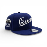 Dark Royal Blue Script Queens Gray Bottom Statue of Liberty New York NY Patch New Era 9FIFTY Snapback Hat