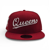 Red Script Queens Gray Bottom Statue of Liberty New York NY Patch New Era 9FIFTY Snapback Hat