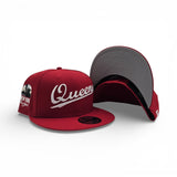 Red Script Queens Gray Bottom Statue of Liberty New York NY Patch New Era 9FIFTY Snapback Hat