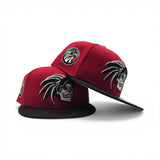 Red Mexico Aztec Skull Warriors Black Visor Gray Bottom Aguila Side Patch New Era 59Fifty Fitted