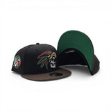 Black Mexico Aztec Skull Warriors Brown Visor Green Bottom Aguila Side Patch New Era 59Fifty Fitted