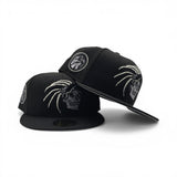 Black Mexico Aztec Skull Warriors Gray Bottom Aguila Side Patch New Era 59Fifty Fitted