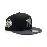 Black New York Yankees Dark Gray Visor Gray Bottom 1999 World Series Side Patch New Era 59Fifty Fitted