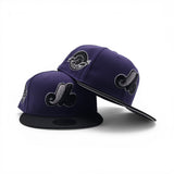 Purple Montreal Expos Black Visor Gray Bottom 25th Anniversary Side Patch New Era 59Fifty Fitted