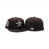Dark Brown Cow Print Houston Astros Logo Gray Bottom 20th Anniversary Side Patch New Era 59Fifty Fitted