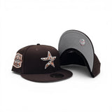 Dark Brown Cow Print Houston Astros Logo Gray Bottom 20th Anniversary Side Patch New Era 59Fifty Fitted