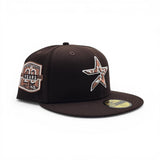 Dark Brown Cow Print Houston Astros Logo Gray Bottom 20th Anniversary Side Patch New Era 59Fifty Fitted