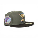 New Olive St. Louis Blues Brown Visor Gray Bottom National Hockey League Side Patch New Era 59Fifty Fitted