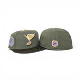 New Olive St. Louis Blues Brown Visor Gray Bottom National Hockey League Side Patch New Era 59Fifty Fitted