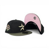 Black Houston Astros Olive Green Visor Pink Bottom 45th Anniversary Side Patch New Era 59Fifty Fitted