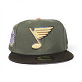 New Olive St. Louis Blues Brown Visor Gray Bottom National Hockey League Side Patch New Era 59Fifty Fitted