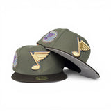 New Olive St. Louis Blues Brown Visor Gray Bottom National Hockey League Side Patch New Era 59Fifty Fitted