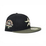 Black Houston Astros Olive Green Visor Pink Bottom 45th Anniversary Side Patch New Era 59Fifty Fitted