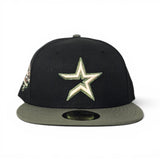 Black Houston Astros Olive Green Visor Pink Bottom 45th Anniversary Side Patch New Era 59Fifty Fitted
