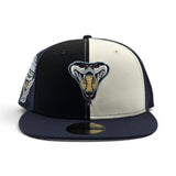 Pinwheel Black/Off White/Navy Blue Arizona Diamondbacks Navy Blue Visor Gray Bottom 1998 Inaugural Season Side Patch New Era 59Fifty Fitted