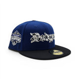 Royal Blue Los Angeles Dodgers Cow Print Logo Black Visor Gray Bottom 2024/2025 Back To Back World Series Champions Side Patch New Era 59Fifty Fitted