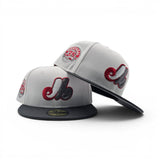White Montreal Expos Dark Gray Visor Gray Bottom 35th Anniversary Side patch New Era 59Fifty Fitted