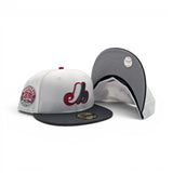 White Montreal Expos Dark Gray Visor Gray Bottom 35th Anniversary Side patch New Era 59Fifty Fitted