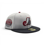 White Montreal Expos Dark Gray Visor Gray Bottom 35th Anniversary Side patch New Era 59Fifty Fitted