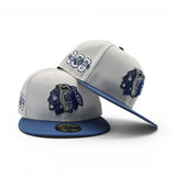 White Chicago Blackhawks Indigo Blue Visor Gray Bottom 100th Anniversary Side Patch New Era 59Fifty Fitted