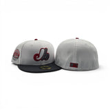 White Montreal Expos Dark Gray Visor Gray Bottom 35th Anniversary Side patch New Era 59Fifty Fitted