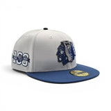 White Chicago Blackhawks Indigo Blue Visor Gray Bottom 100th Anniversary Side Patch New Era 59Fifty Fitted