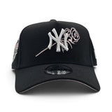 Black New York Yankees Rose Logo Curved Brim Pink Bottom 1999 World Series Side Patch New Era 9Forty Snapback