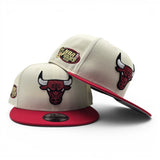 Off White Chicago Bulls Red Visor Gray Bottom 1996 NBA Finals Side Patch New Era 9Fifty Snapback