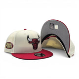 Off White Chicago Bulls Red Visor Gray Bottom 1996 NBA Finals Side Patch New Era 9Fifty Snapback