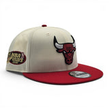 Off White Chicago Bulls Red Visor Gray Bottom 1996 NBA Finals Side Patch New Era 9Fifty Snapback