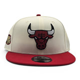 Off White Chicago Bulls Red Visor Gray Bottom 1996 NBA Finals Side Patch New Era 9Fifty Snapback