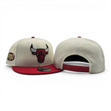Off White Chicago Bulls Red Visor Gray Bottom 1996 NBA Finals Side Patch New Era 9Fifty Snapback