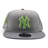 Light Gray New York Yankees Storm Gray Visor Lime Green Logo Gray Bottom 2000 Subway Series Side Patch New Era 9Fifty Snapback