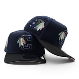 Oceanside Blue Chicago Blackhawks Black Curved Brim Pink Bottom Blackhawks Side Patch New Era A-Frame 9Fifty Snapback