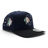 Oceanside Blue Chicago Blackhawks Black Curved Brim Pink Bottom Blackhawks Side Patch New Era A-Frame 9Fifty Snapback