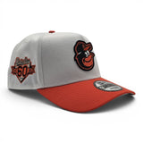 White Baltimore Orioles Orange Curved Brim Gray Bottom 60th Anniversary Side Patch New Era A-Frame 9Forty Snapback